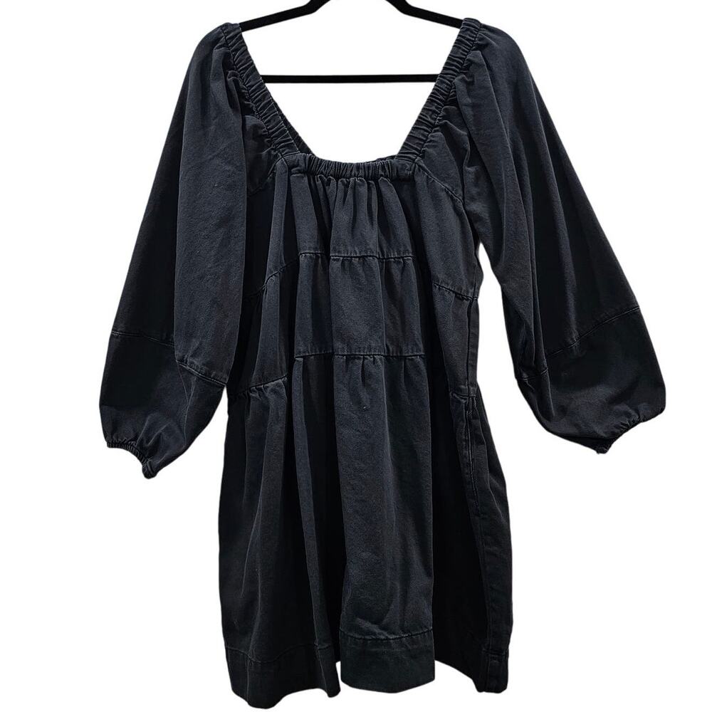 Free People Black Jeans Babydoll Dress Women Small Cotton Balloon sleeve